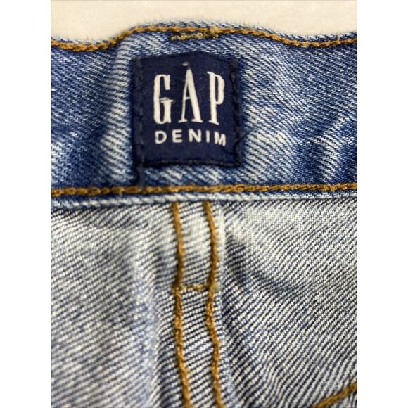 GAP Jeans Womens Size 27 Button Fly Light Wash Denim Straight Distress Destroy - Picture 4 of 12